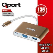 Qport Q-Tv03 Type-C To Vga/Usb3.0/Type-C(F) Fullhd Cevırıcı