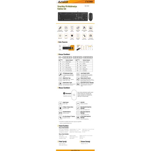 A4 Tech Kk-3330 Q Usb Fn-Mm Klv+ Optik Mouse Set