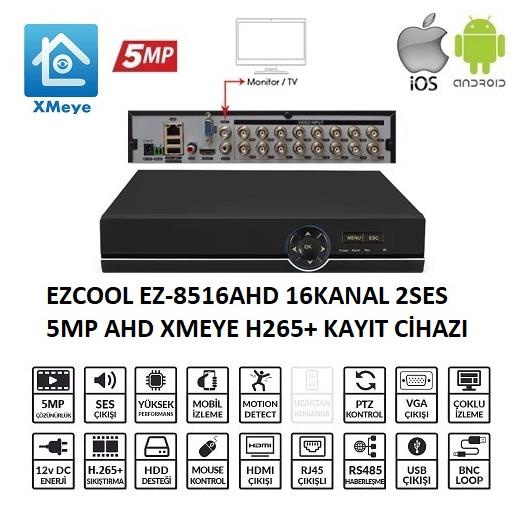 EZCOOL EZ-8516AHD 16 KANAL 5 MP 1HDD XMEYE KAYIT CİHAZI