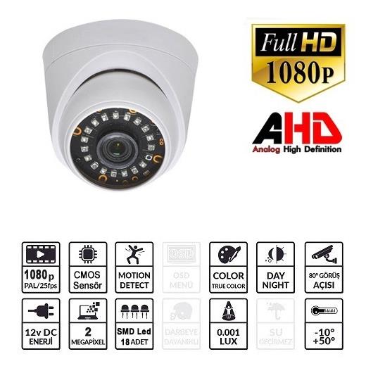 EZCOOL EZ-5020HD 2 MP 3.6MM LENS AHD DOME KAMERA