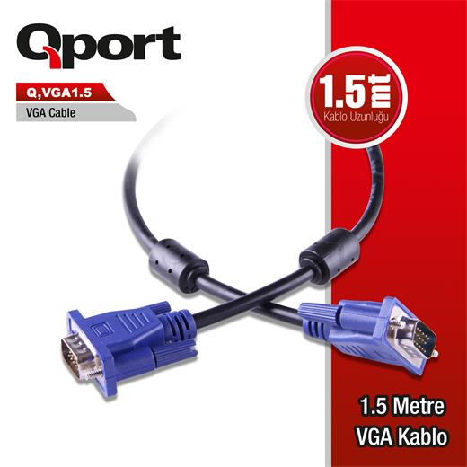 Qport Q-Vga1.5 15 Pin Vga Kablo 1.5 Mt