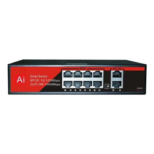 EZCOOL EZ-08PSF 8 PORT 8xFE+2xGE GIGABIT POE SWİTCH 120W