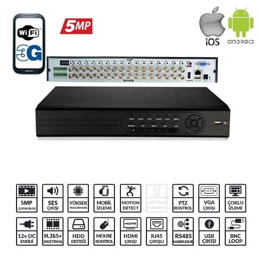 Ezcool Ez-8732Ahd 32 Kanal 2 Hdd 5Mp Xmeye Kayıt Cihazı